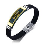 Black Strap Cross Bracelet