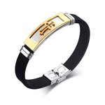 Black Strap Cross Bracelet
