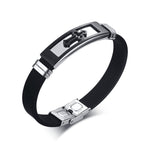 Black Strap Cross Bracelet